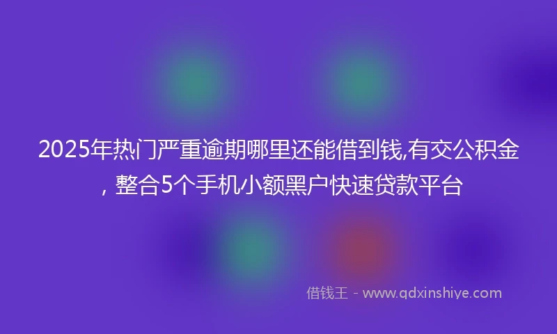 2025年热门严重逾期哪里还能借到钱,有交公积金，整合5个手机小额黑户快速贷款平台
