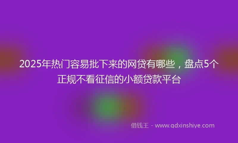 2025年热门容易批下来的网贷有哪些，盘点5个正规不看征信的小额贷款平台