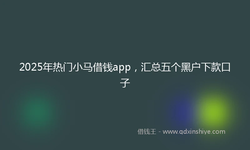 2025年热门小马借钱app，汇总五个黑户下款口子