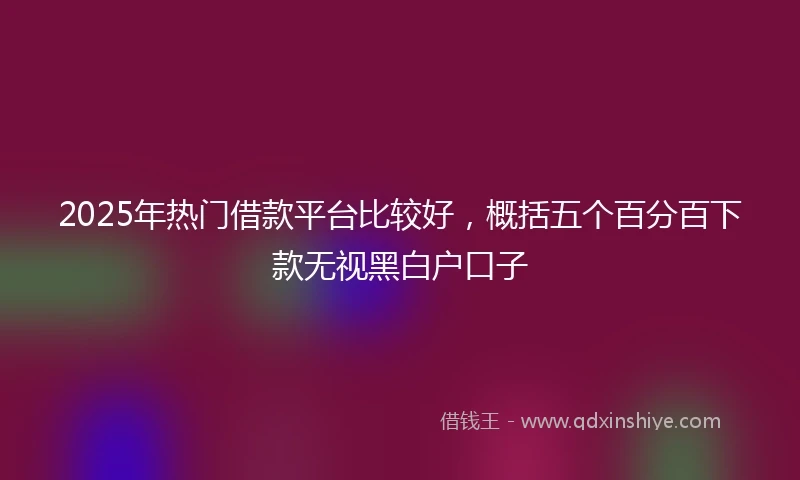2025年热门借款平台比较好，概括五个百分百下款无视黑白户口子