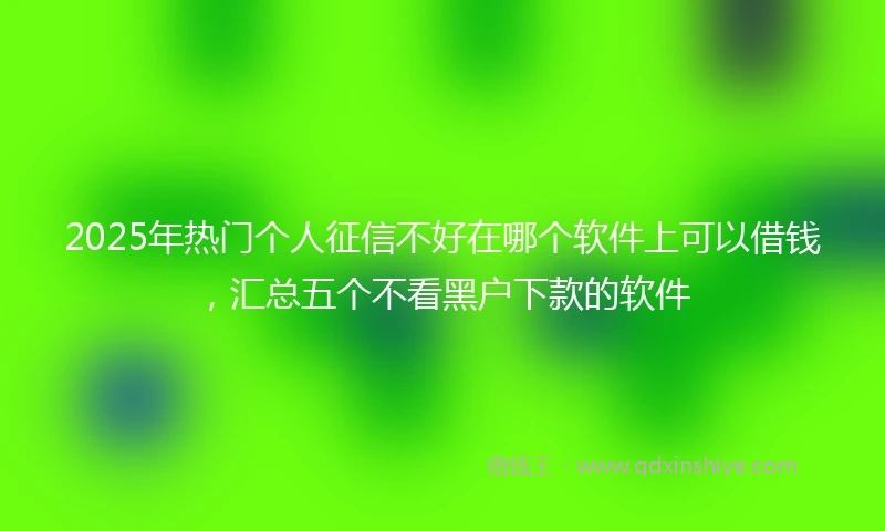 2025年热门个人征信不好在哪个软件上可以借钱，汇总五个不看黑户下款的软件