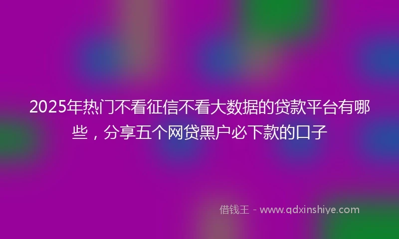 2025年热门不看征信不看大数据的贷款平台有哪些，分享五个网贷黑户必下款的口子