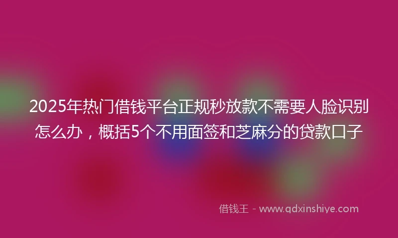 2025年热门借钱平台正规秒放款不需要人脸识别怎么办，概括5个不用面签和芝麻分的贷款口子