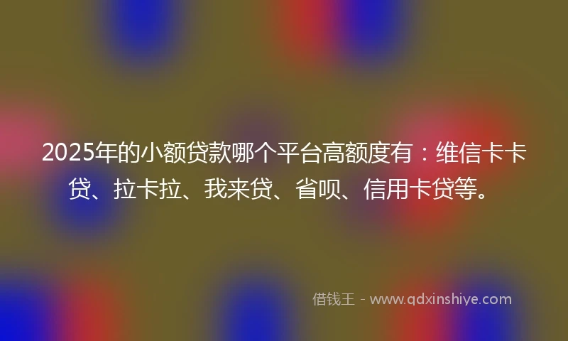 2025年的小额贷款哪个平台高额度有：维信卡卡贷、拉卡拉、我来贷、省呗、信用卡贷等。