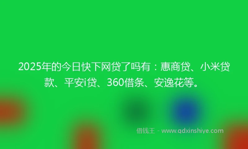 2025年的今日快下网贷了吗有：惠商贷、小米贷款、平安i贷、360借条、安逸花等。