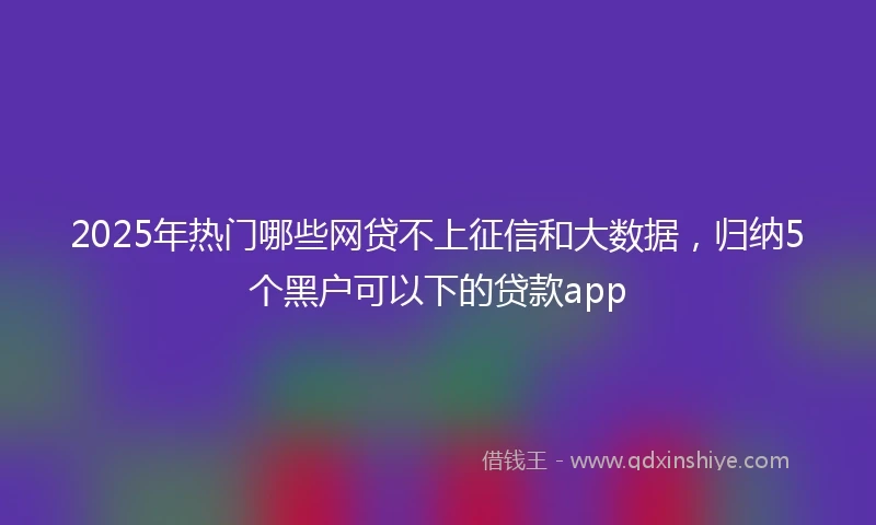 2025年热门哪些网贷不上征信和大数据，归纳5个黑户可以下的贷款app