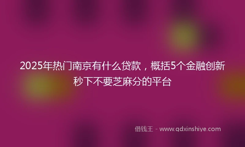 2025年热门南京有什么贷款，概括5个金融创新秒下不要芝麻分的平台