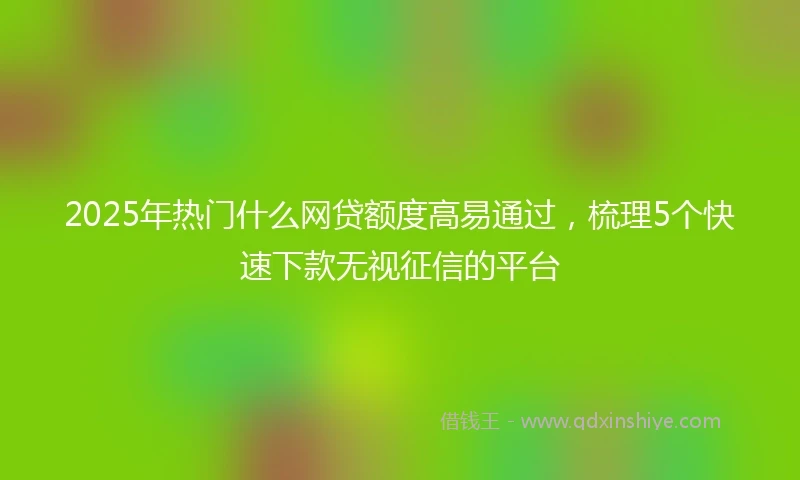 2025年热门什么网贷额度高易通过，梳理5个快速下款无视征信的平台