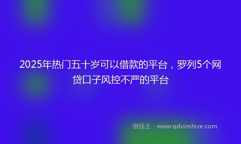 2025年热门五十岁可以借款的平台，罗列5个网贷口子风控不严的平台