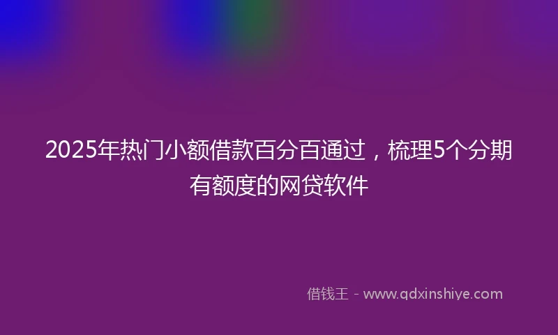 2025年热门小额借款百分百通过，梳理5个分期有额度的网贷软件