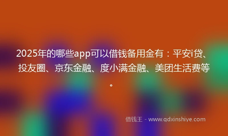 2025年的哪些app可以借钱备用金有：平安i贷、投友圈、京东金融、度小满金融、美团生活费等。