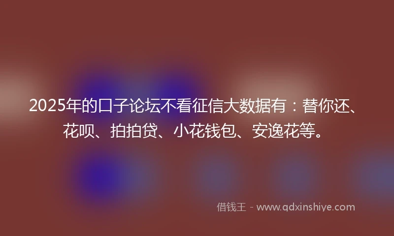 2025年的口子论坛不看征信大数据有：替你还、花呗、拍拍贷、小花钱包、安逸花等。