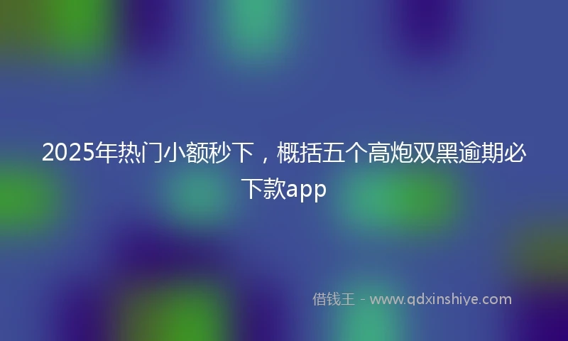 2025年热门小额秒下，概括五个高炮双黑逾期必下款app