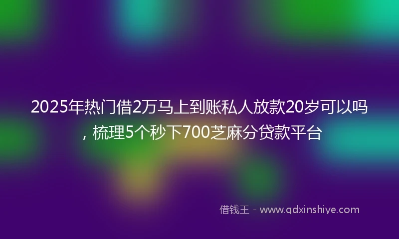 2025年热门借2万马上到账私人放款20岁可以吗，梳理5个秒下700芝麻分贷款平台