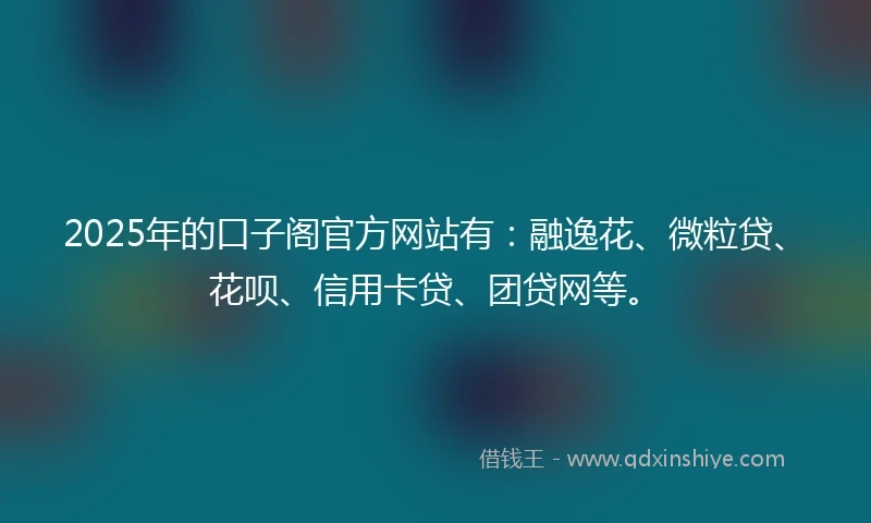 2025年的口子阁官方网站有：融逸花、微粒贷、花呗、信用卡贷、团贷网等。