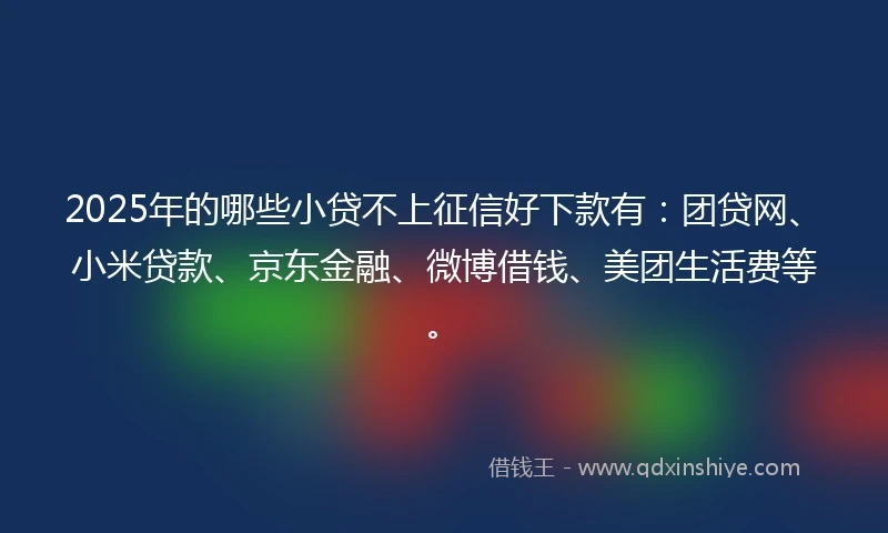 2025年的哪些小贷不上征信好下款有：团贷网、小米贷款、京东金融、微博借钱、美团生活费等。