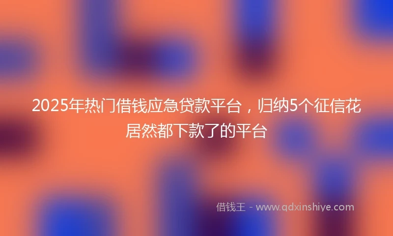 2025年热门借钱应急贷款平台，归纳5个征信花居然都下款了的平台