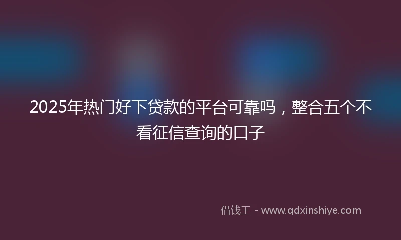 2025年热门好下贷款的平台可靠吗，整合五个不看征信查询的口子