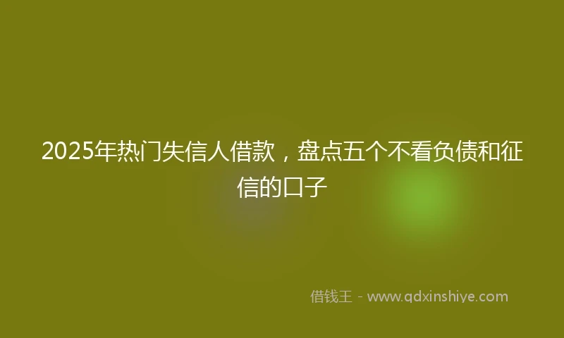 2025年热门失信人借款，盘点五个不看负债和征信的口子