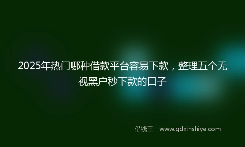 2025年热门哪种借款平台容易下款，整理五个无视黑户秒下款的口子