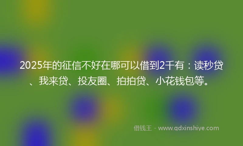 2025年的征信不好在哪可以借到2千有：读秒贷、我来贷、投友圈、拍拍贷、小花钱包等。