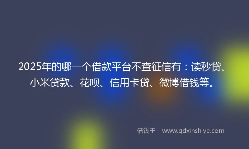 2025年的哪一个借款平台不查征信有：读秒贷、小米贷款、花呗、信用卡贷、微博借钱等。