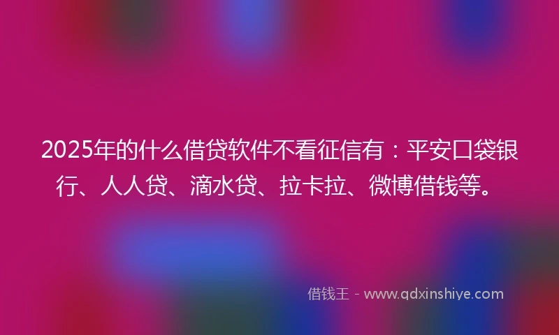 2025年的什么借贷软件不看征信有：平安口袋银行、人人贷、滴水贷、拉卡拉、微博借钱等。