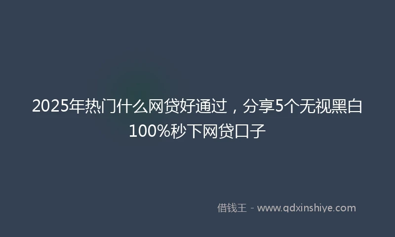 2025年热门什么网贷好通过，分享5个无视黑白100%秒下网贷口子