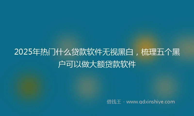 2025年热门什么贷款软件无视黑白，梳理五个黑户可以做大额贷款软件