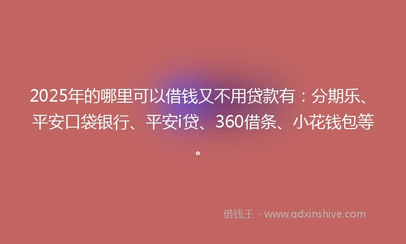 2025年的哪里可以借钱又不用贷款有：分期乐、平安口袋银行、平安i贷、360借条、小花钱包等。