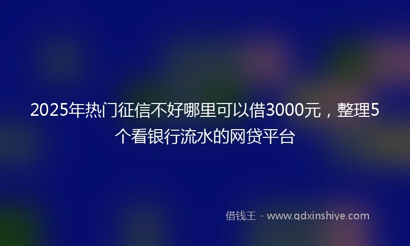 2025年热门征信不好哪里可以借3000元，整理5个看银行流水的网贷平台