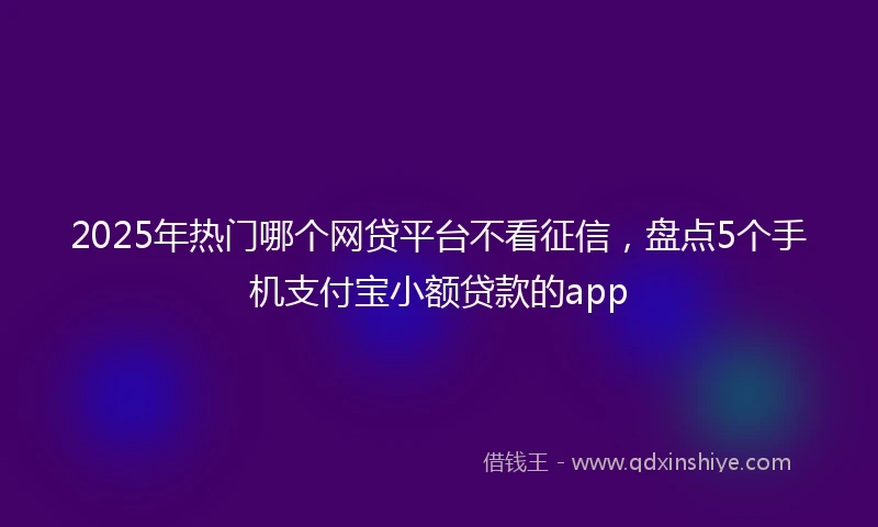2025年热门哪个网贷平台不看征信，盘点5个手机支付宝小额贷款的app