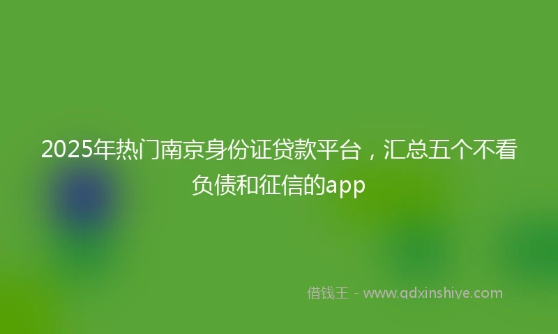 2025年热门南京身份证贷款平台，汇总五个不看负债和征信的app