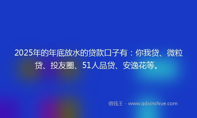 2025年的年底放水的贷款口子有：你我贷、微粒贷、投友圈、51人品贷、安逸花等。