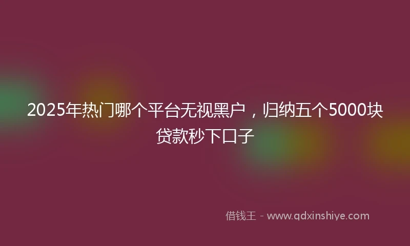 2025年热门哪个平台无视黑户，归纳五个5000块贷款秒下口子