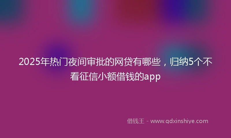 2025年热门夜间审批的网贷有哪些，归纳5个不看征信小额借钱的app