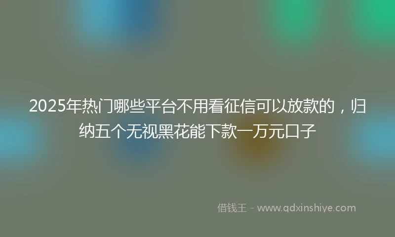2025年热门哪些平台不用看征信可以放款的，归纳五个无视黑花能下款一万元口子