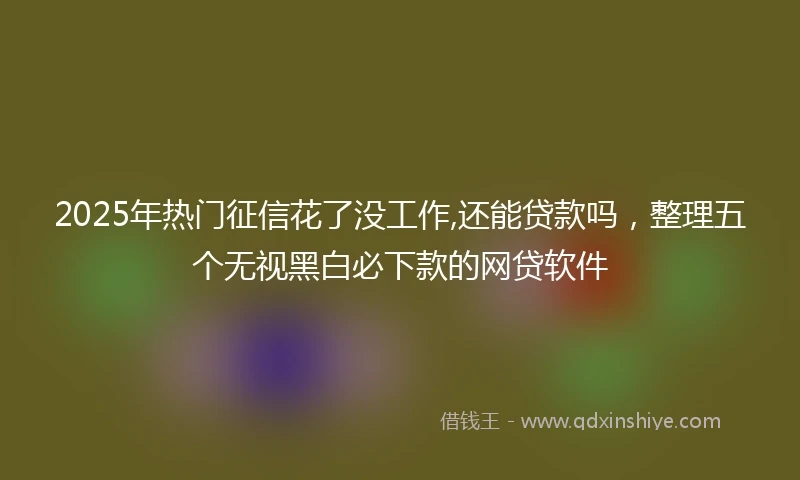 2025年热门征信花了没工作,还能贷款吗，整理五个无视黑白必下款的网贷软件