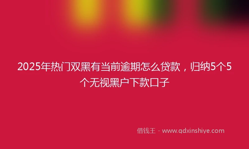 2025年热门双黑有当前逾期怎么贷款，归纳5个5个无视黑户下款口子