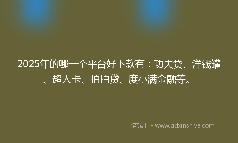 2025年的哪一个平台好下款有：功夫贷、洋钱罐、超人卡、拍拍贷、度小满金融等。