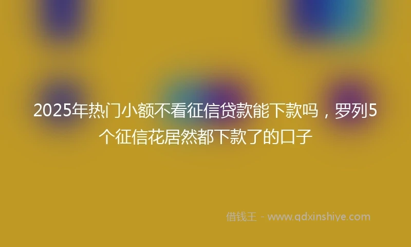 2025年热门小额不看征信贷款能下款吗，罗列5个征信花居然都下款了的口子
