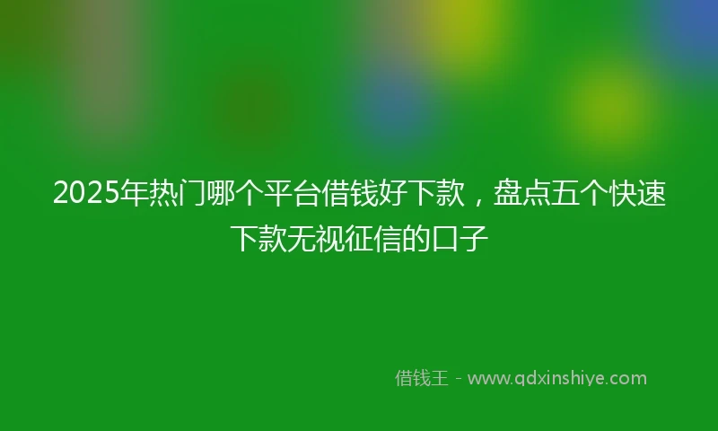 2025年热门哪个平台借钱好下款，盘点五个快速下款无视征信的口子