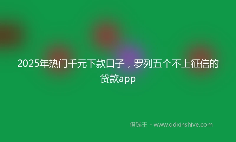 2025年热门千元下款口子，罗列五个不上征信的贷款app