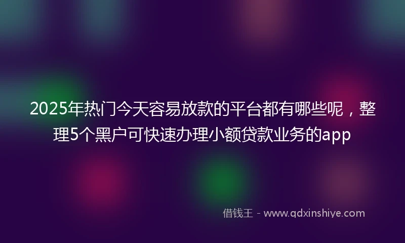 2025年热门今天容易放款的平台都有哪些呢，整理5个黑户可快速办理小额贷款业务的app
