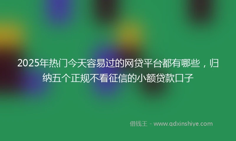 2025年热门今天容易过的网贷平台都有哪些，归纳五个正规不看征信的小额贷款口子