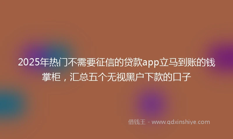 2025年热门不需要征信的贷款app立马到账的钱掌柜，汇总五个无视黑户下款的口子