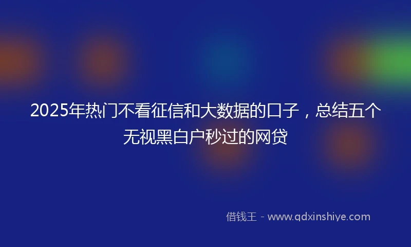 2025年热门不看征信和大数据的口子，总结五个无视黑白户秒过的网贷