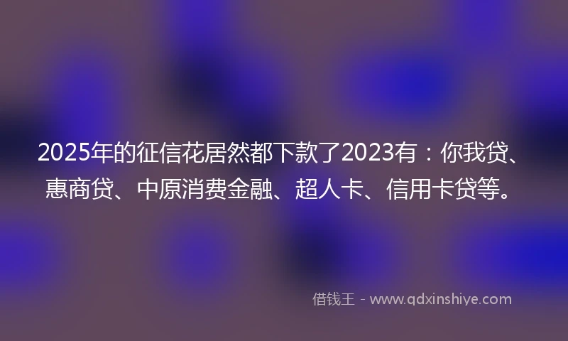 2025年的征信花居然都下款了2023有：你我贷、惠商贷、中原消费金融、超人卡、信用卡贷等。