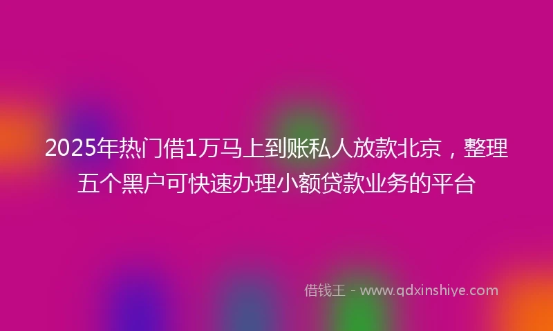 2025年热门借1万马上到账私人放款北京，整理五个黑户可快速办理小额贷款业务的平台