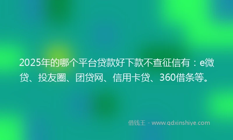 2025年的哪个平台贷款好下款不查征信有：e微贷、投友圈、团贷网、信用卡贷、360借条等。